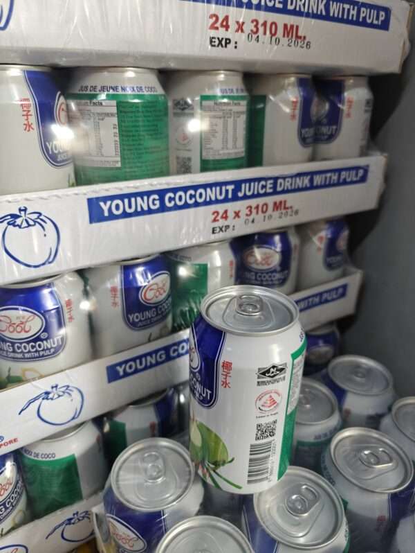 [ 310ml x 24 Cans ] IceCool Young Coconut with Pulp ( Halal / Healthier choice )