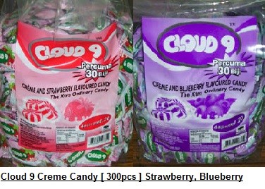 [ 300pcs ] Cloud 9 Creme Candy [Blueberry / Strawberry] Halal