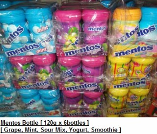 [ 120g x 6bottles ] Mentos Bottle [Grape / Mint / Sour Mix / Yogurt ] Halal