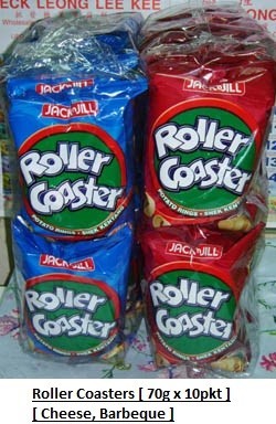 [ 70g x 10pkts ] Roller Coasters [ Cheese / BBQ / Spicy Chicken ] Halal