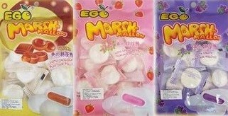 [ 100g x 10packs ] EGO Marshmallows [Chocolate / Grape / Strawberry] ( Est. 18 small Pcs per pack ) Halal