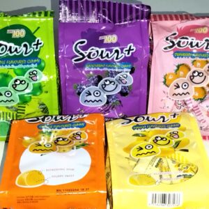 [ 100g x 6pkt ] Lot100 Sour Gummy [ Blackcurrant / Mango / Apple / Orange / Peach ] Halal